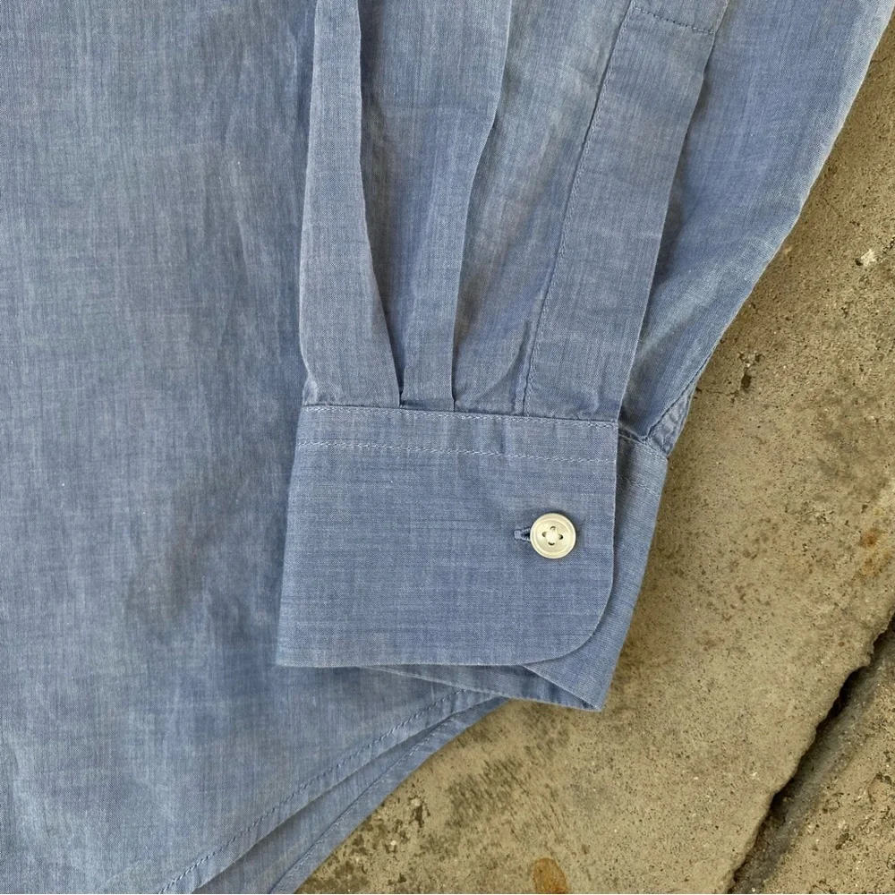 Vince Light Blue Button Down Shirt with Mandarin Collar - Picture 7 of 12
